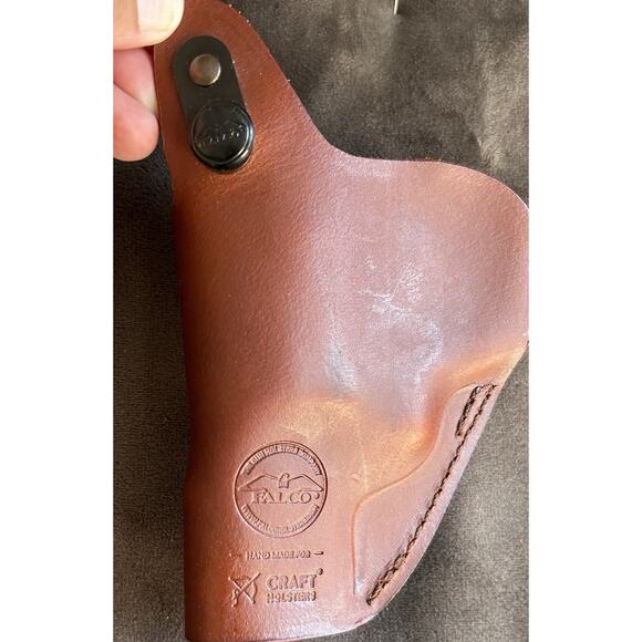Falco Holster Leather Belt Clip Left Handed 357 Or 38 Revolver Snap Release - Picture 1 of 6